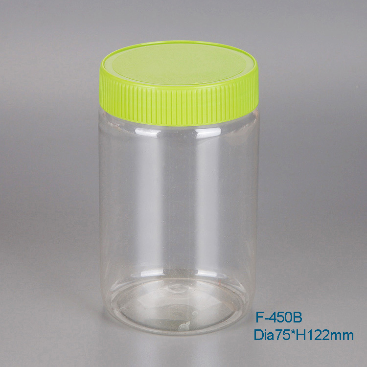450ml Plastic PET Food Grade Clear Round Plastic Candy Sweet Jar