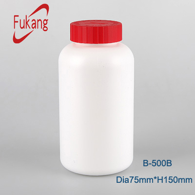 Custom made white 500cc HDPE medicine bottle plastic pill bottle