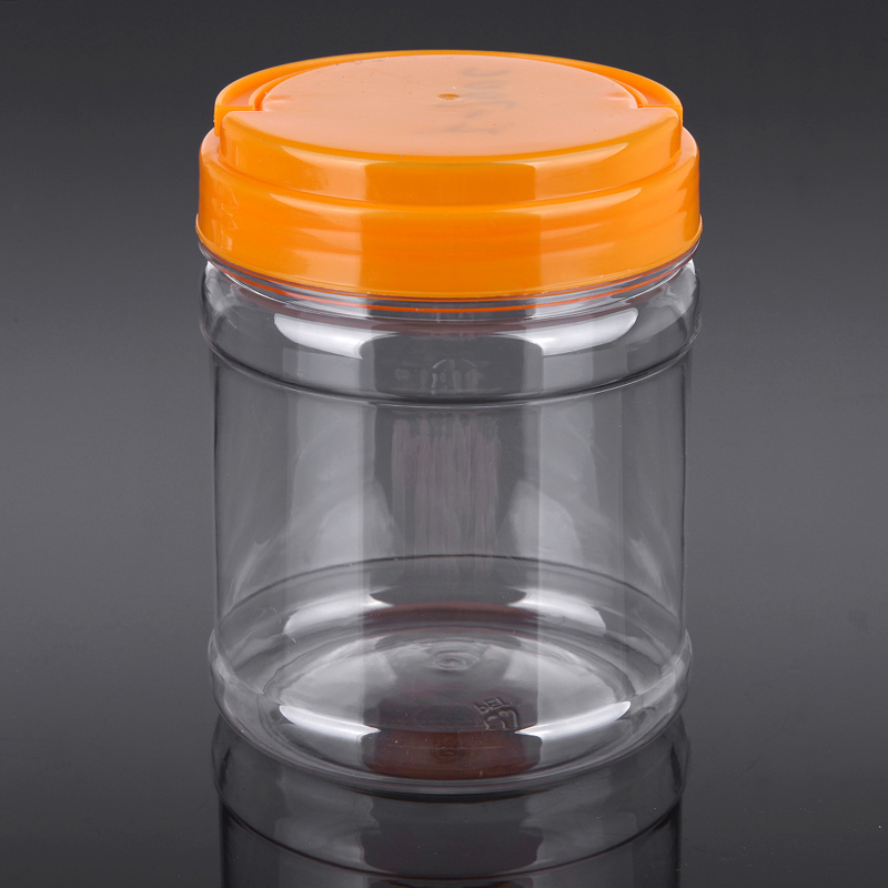 Custom Wholesale Round Transparent Plastic Cans PET Jar With Screw Top Lid