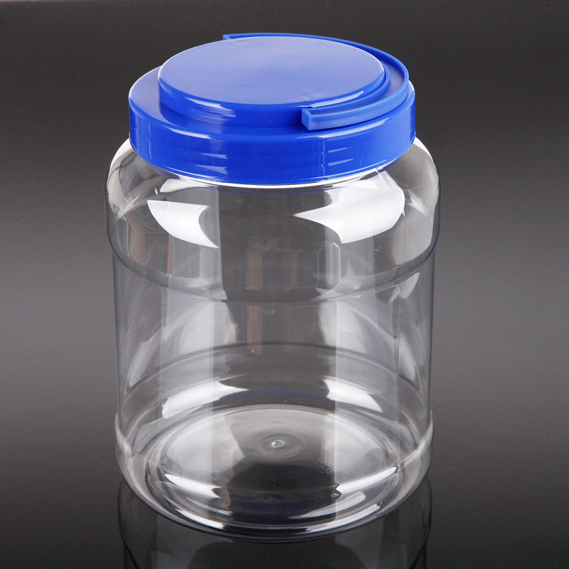 2.8 L Clear plastic jar with screw top lids for food