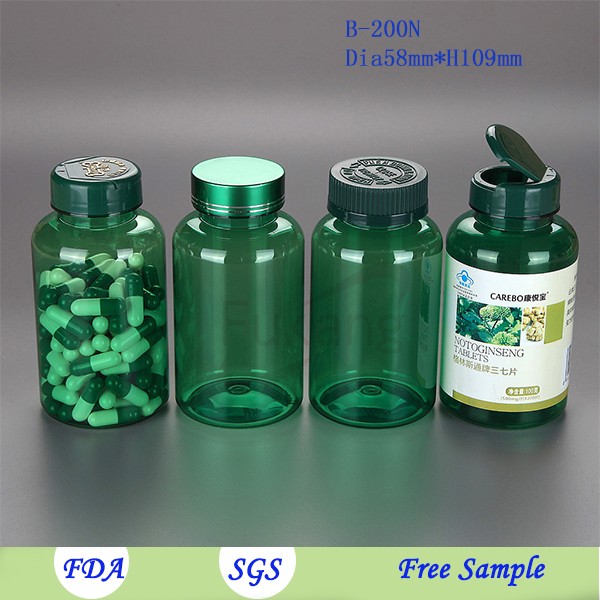 wholesale 200ml~250ml biodegradable bpa free,frosted, green, amber custom packaging pill pet plastic bottle