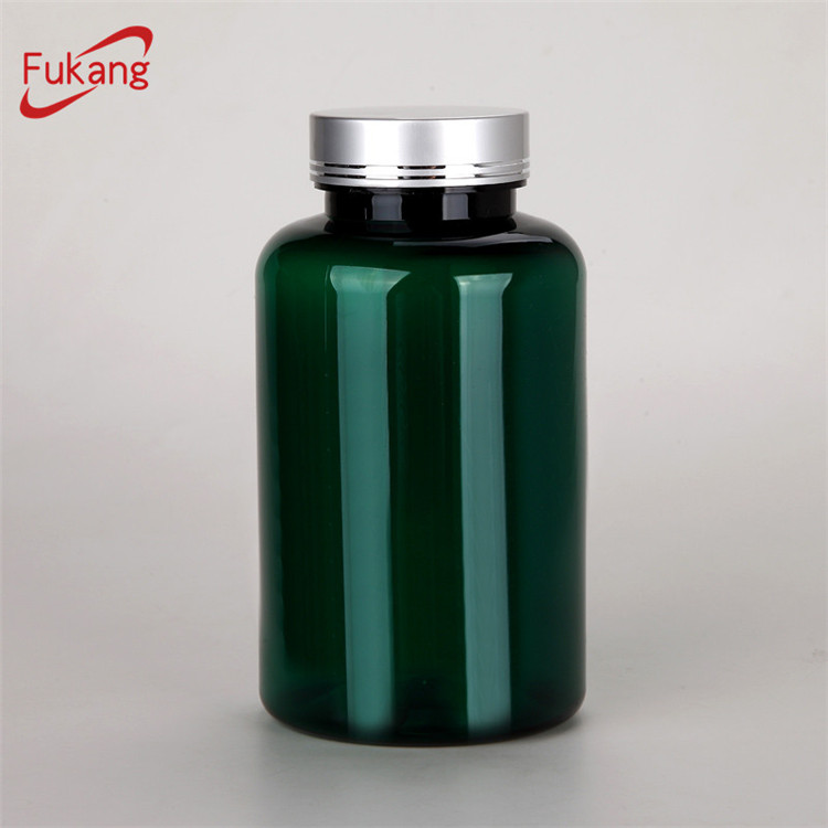 400ml round silver PET plastic capsule bottle with aluminum cap, 400cc pet medicine containers wholesale made in China supplier