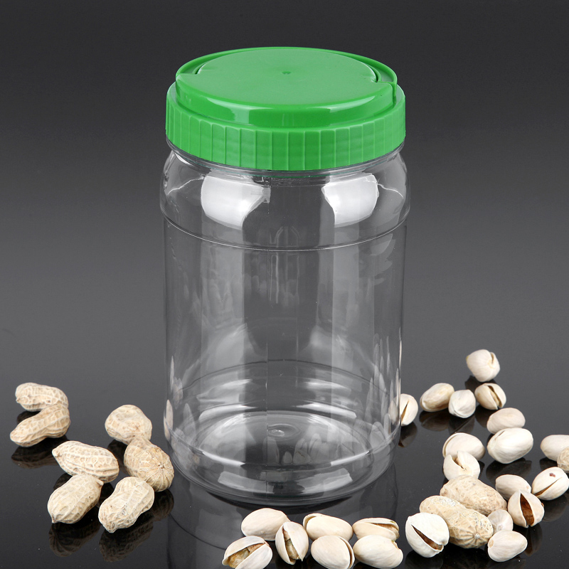 1000ml 1L Clear BPA free food PET jar/ plastic food jar candy jar for wholesales