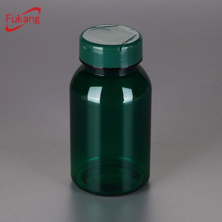 150ml empty vitamin supplement bottles plastic with double caps.150cc plastic pill bottles flat on sale