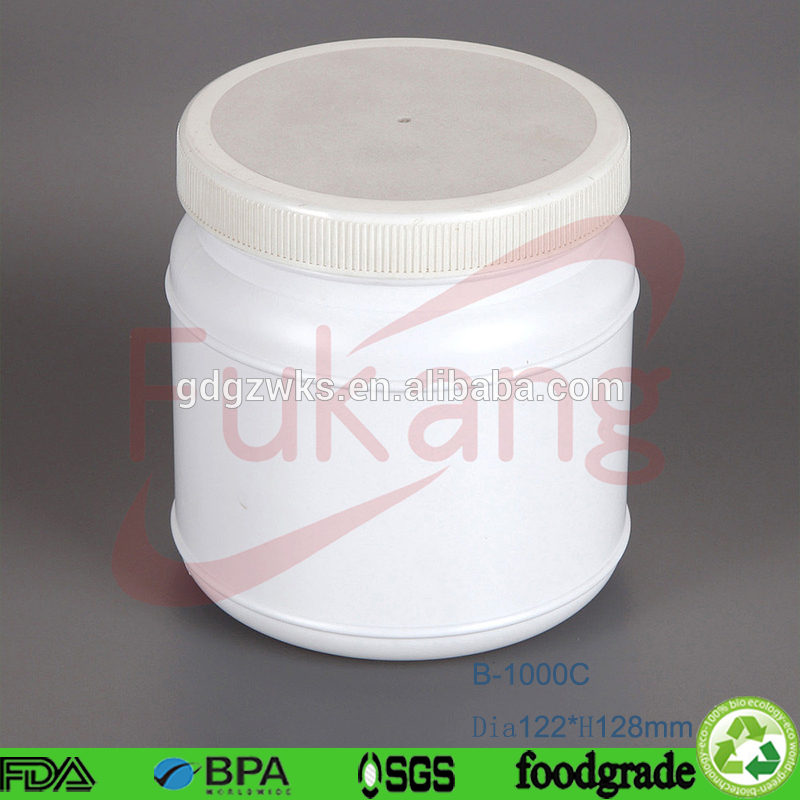 Wide-Mouth Natural Plastic HDPE Pharm Cylinder Bottles 30oz,1000ml / 1 Liter PE Pharmaceutical Container