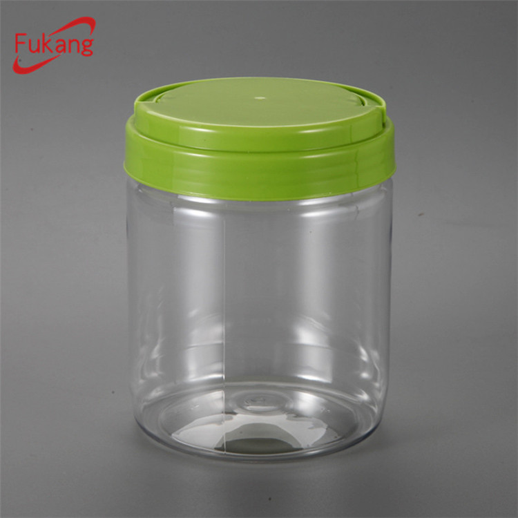 Clear Plastic Straight Sided Jars with aluminum lid , PET food packaging jars