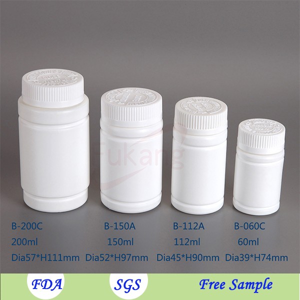 hdpe white diet pills supplement 200cc capsules sealed plastic bottle