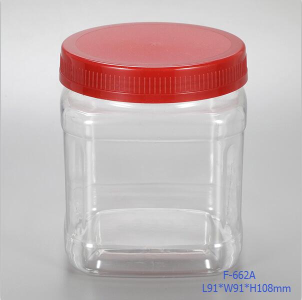 600ml Square Clear Pet Plastic Jars Bulk ,Chocolate jar food storage
