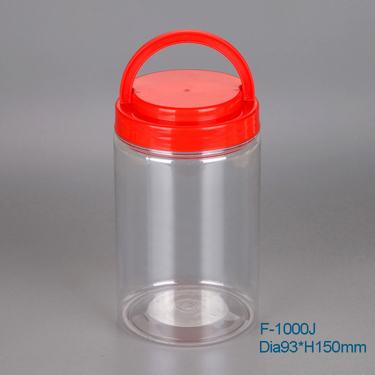 1 kg transparent clear food grade wide mouth plastic pet packaging jars with lids