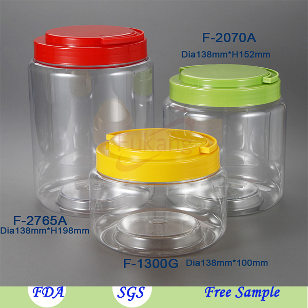2800ml PET wide mouth jar packing nut /candy /biscuit big jar 2.8L round shape bottle food grade