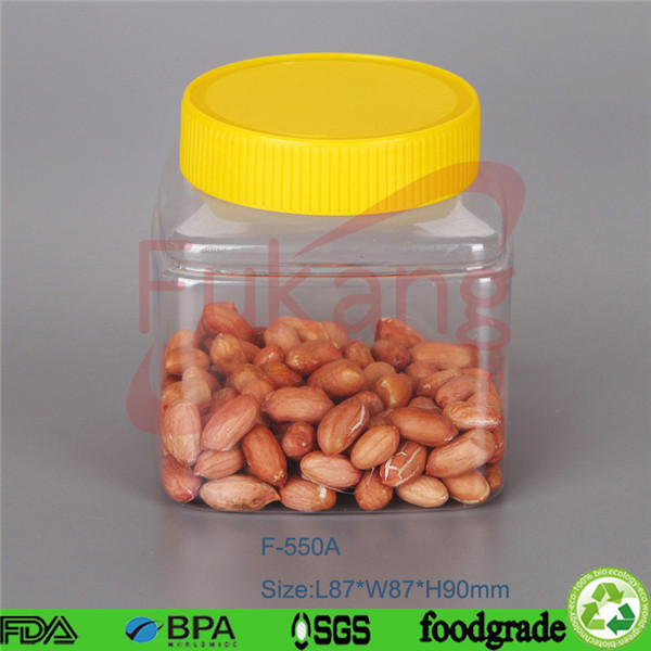 550ml square PET plastic jar clear plastic Hazelnuts container