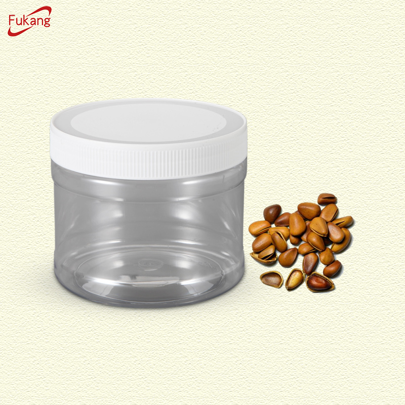 Large capacity wide mouth clear PET plastic food storage jar