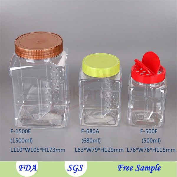 Wholesale clear PET plastic spice salt jar