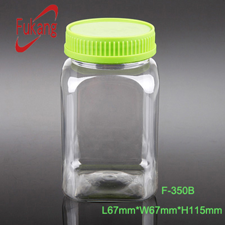 350ml plastic PET candy Jar and square canning jars with tamper-proof cap
