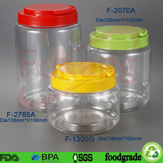 2700ml large straight round plastic protein powder container storage & clear pet food jar