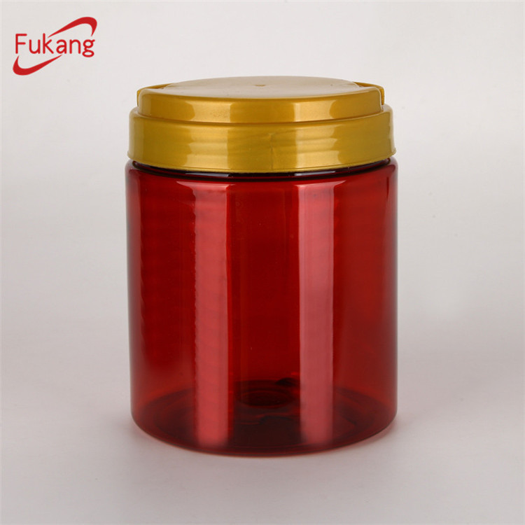 20oz Food Grade Pet Jar Screw Lid , Amber Plastic Container 650ml