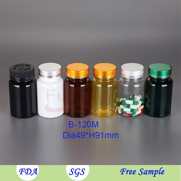 Free sample PET child proof cap 120ml snap top clear pet plastic bottle for packing pill and vitamin C tablet