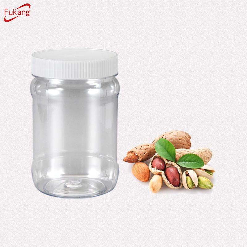860ml clear wholesale round PET plastic jar with lid