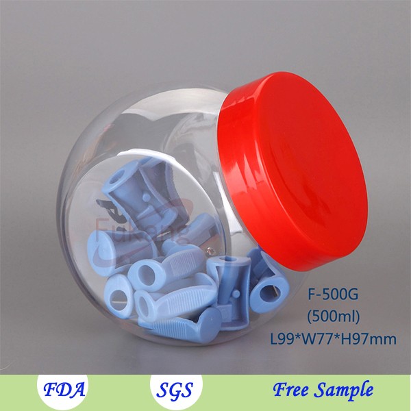 Wholesale global shape PET transparent plastic bulk cookie jar