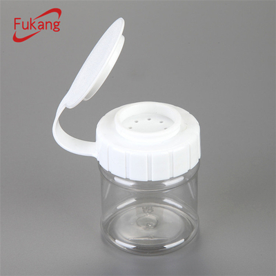 2oz clear small round PET plastic raw sea salt / spice powder packaging jar with shaker lid ODM/OEM