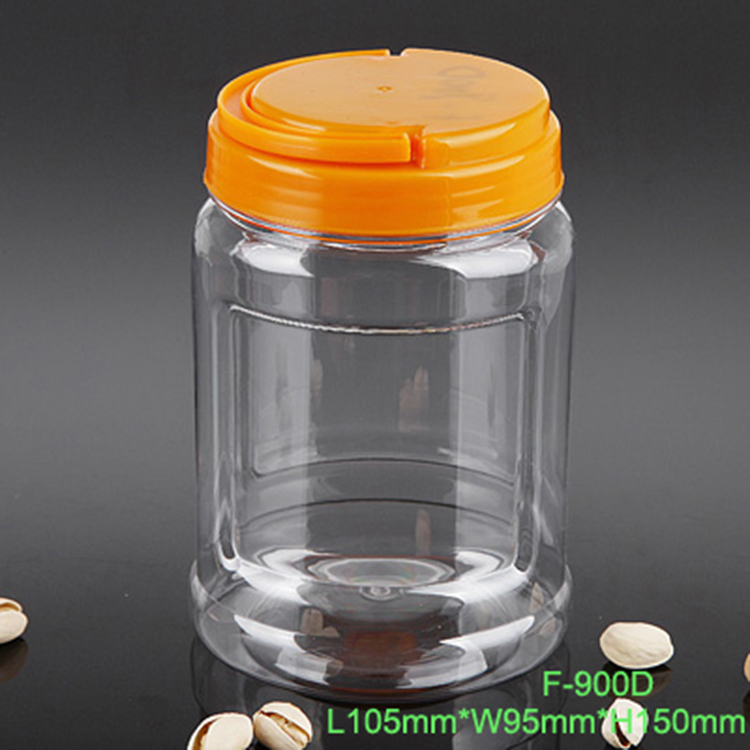 900ml clear PET plastic food container jars for sale