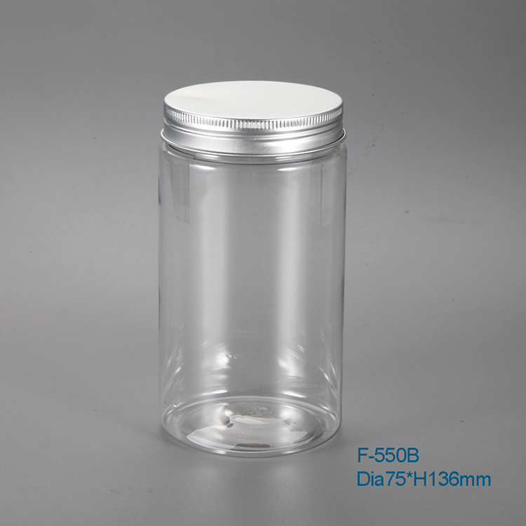 Empty biscuit food storage PET plastic packaging jar with screw lid
