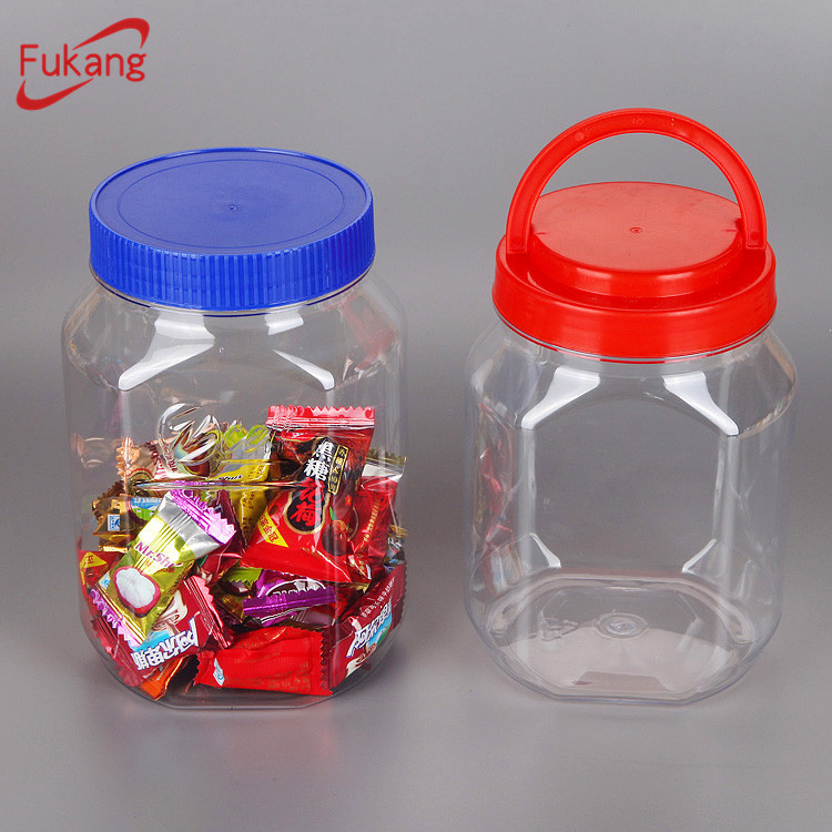 round 1L food grade plastic candy toy jar with silver lid,1000ml PET plastic gift jar ODM/OEM made in China