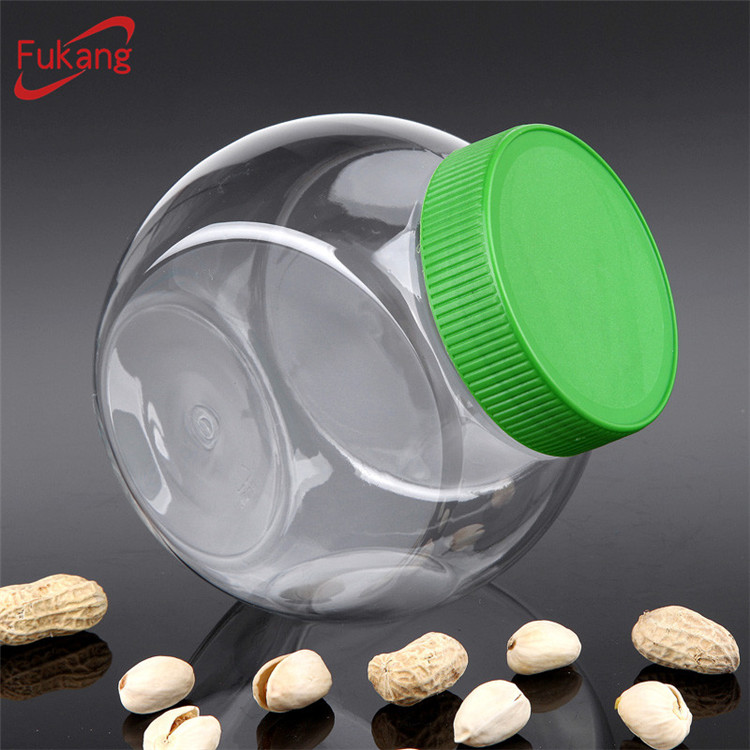 630ml ball shaped wide mouth clear food grade PET plastic jar cookies container