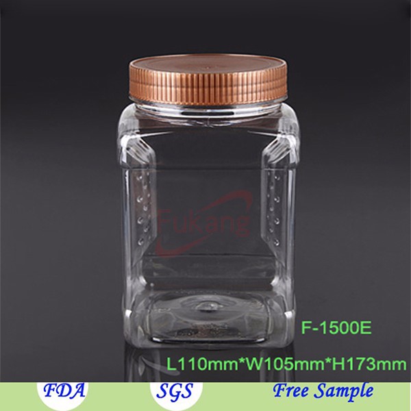 1.5L Clear Pet Plastic Candy /Chocolate Food Storage Jar