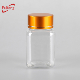 80ml square PET plastic bottles 80cc medicine capsule bottles