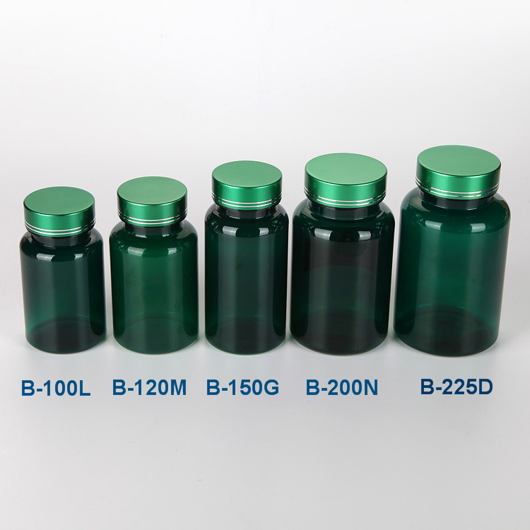 150ml PET Plastic Medicine Pill Green Bottle Container For Packing Capsules