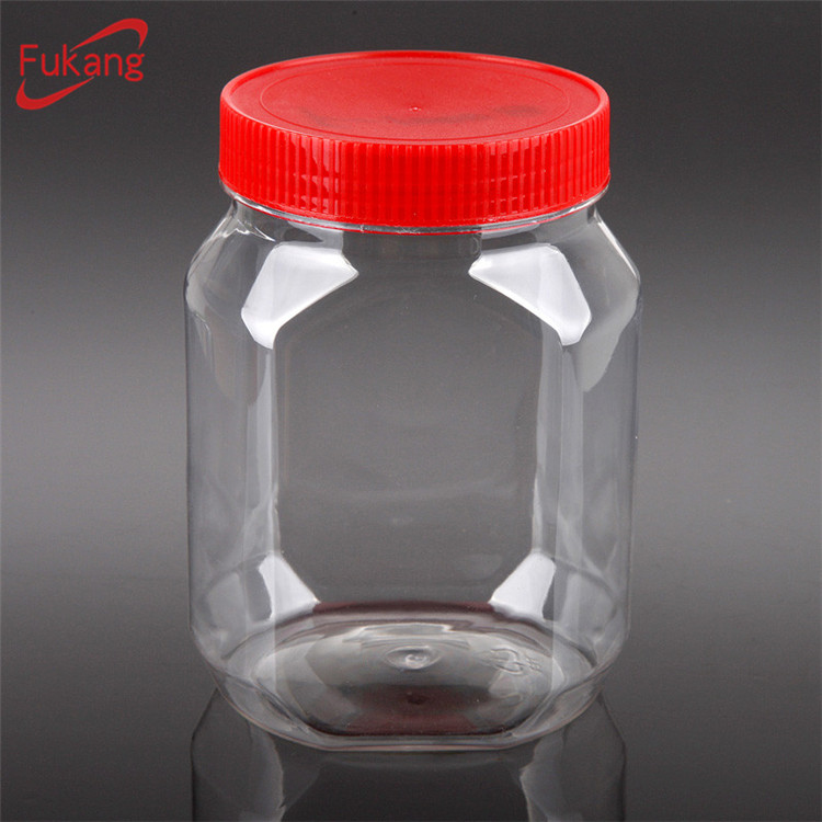 1 Liter Clear PET Sweet Jar Round Transparent Plastic Food Jar