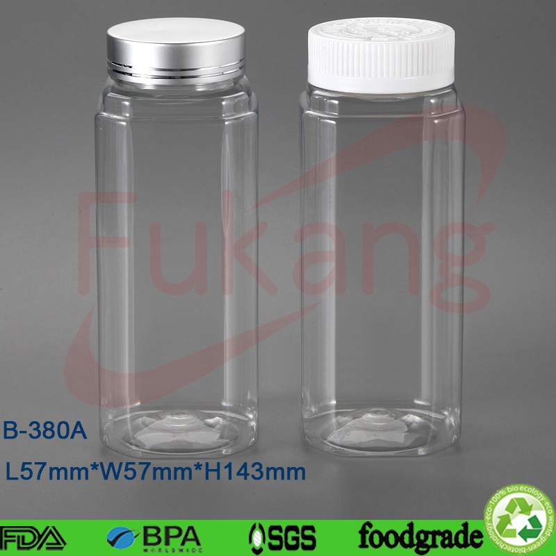 250cc PET Plastic Pill Pharmaceutical Square Bottle,Red Plastic Vitamin Capsule Bottle With Silver Aluminum Cap