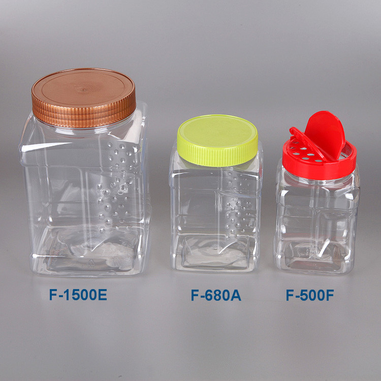 680ml Pet Plastic Square Spice Jars Bottles