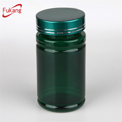 150cc black colored straight round plastic medicine bottle and PET pill container with aluminum lid