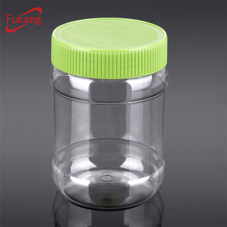 450ml clear round plastic food bottle jar with color PP lid