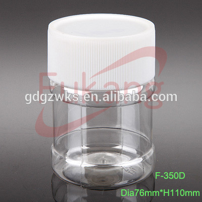 320ml plastic pot for candy with plastic lid,small PET food pot at low price wholesale