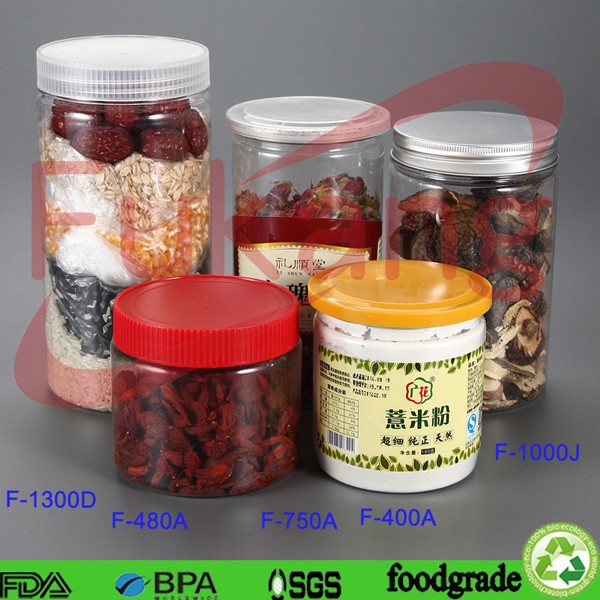 500ml cylinder clear plastic food bottle with lid