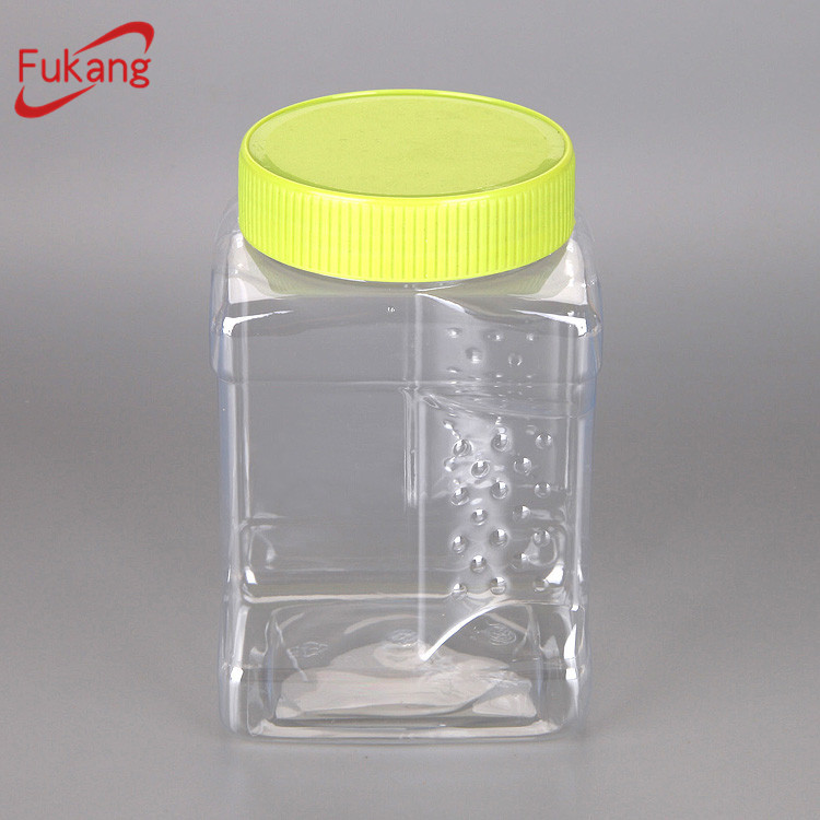 22oz PET plastic square vacuum bottles for dry fruit and cashew nut packaging