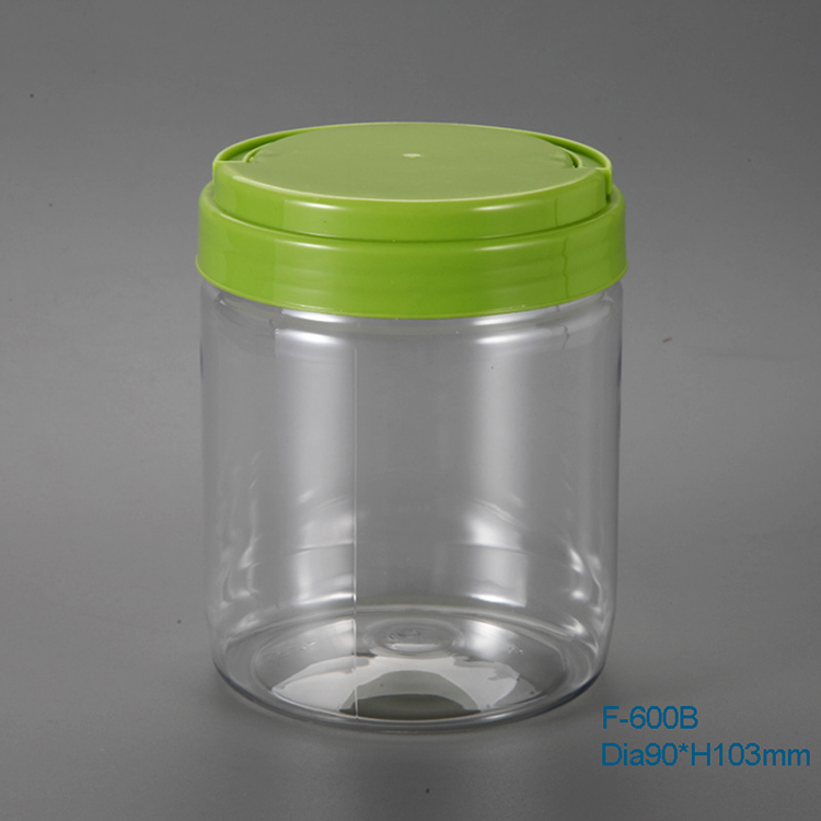 Transparent 600ml PET Bottle Plastic Jar