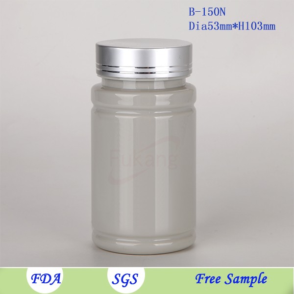 150cc grey colored straight round plastic pill bottle,PET medicine jar packaging drug / tablets / capusles