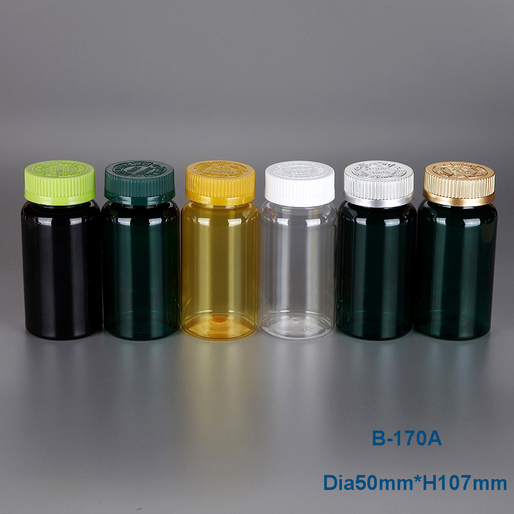 Factory wholesale plastic medicine bottle, 170cc PET plastic medicine bottle plastic vitamin container
