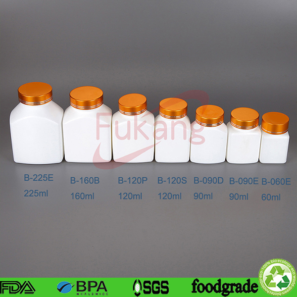 60ml small square medical plastic bottle, empty HDPE squeeze bottles, child proof cap plastic bottles wholesale