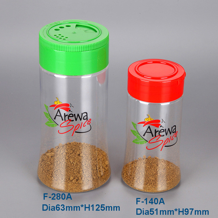 140ml clear Plastic mini Spice jar set with shaker cap