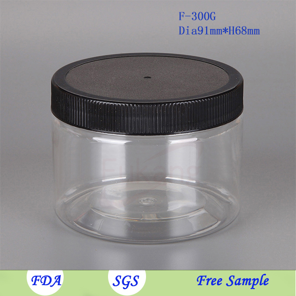 Wholesale 300ml 300cc PET plastic clear toy jar with handle cap