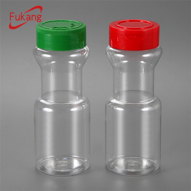 Transparent decorative spice bottles 4OZ plastic PET salt shaker spice jar
