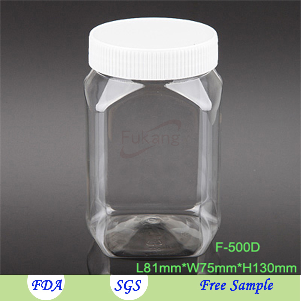 500ml wide-mouth PET plastic food container food grade Clear Plastic PET Container 500 ml PET Spice