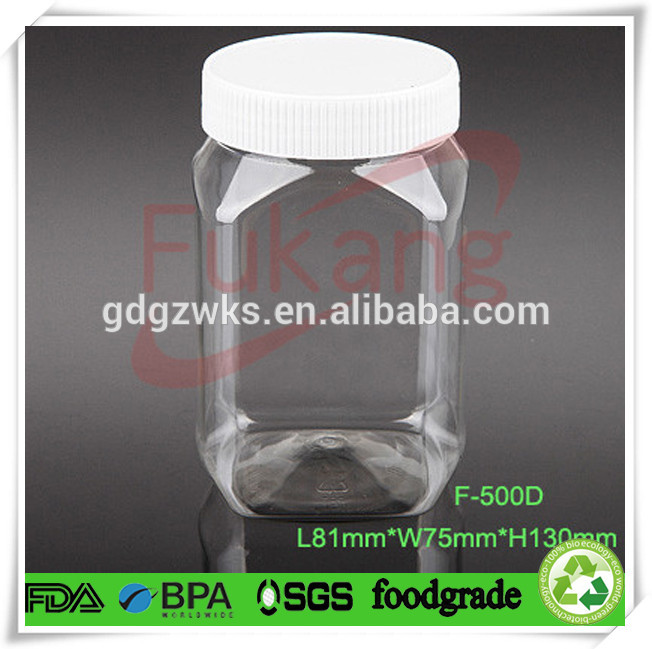 200ml PET food grade square jar child candy packaging container with PP tamper evident cap