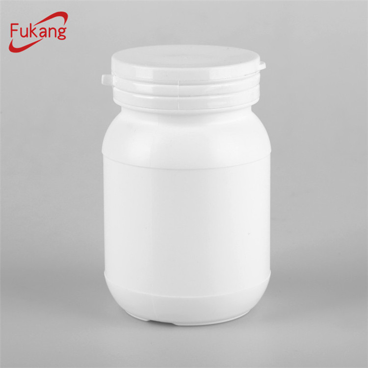 300ml HDPE white small plastic round capsules and pill bottle for powder, empty plastic medicine bottle