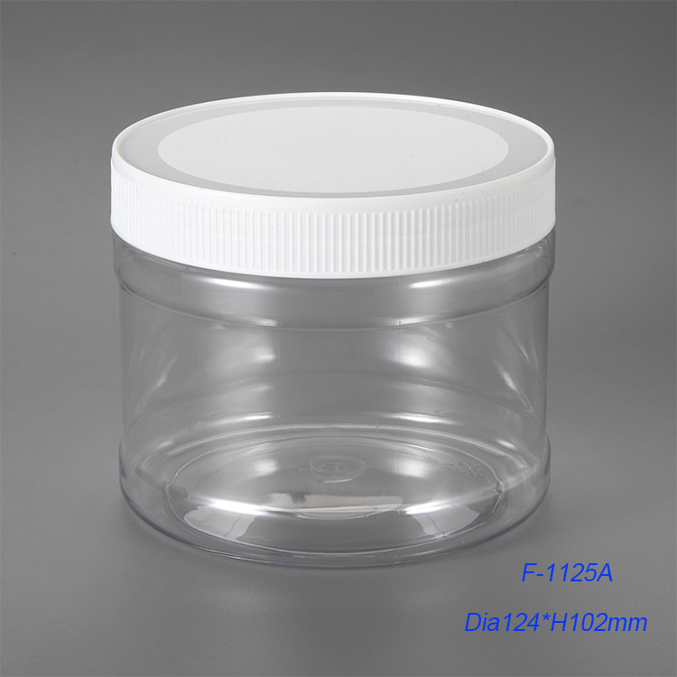 1 liter Wide Mouth PET Cookies Container,Cylinder And Round Clear Plastic Jar For Food